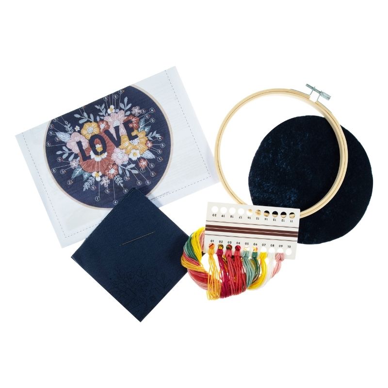 Embroidery Kit with Hoop - Love